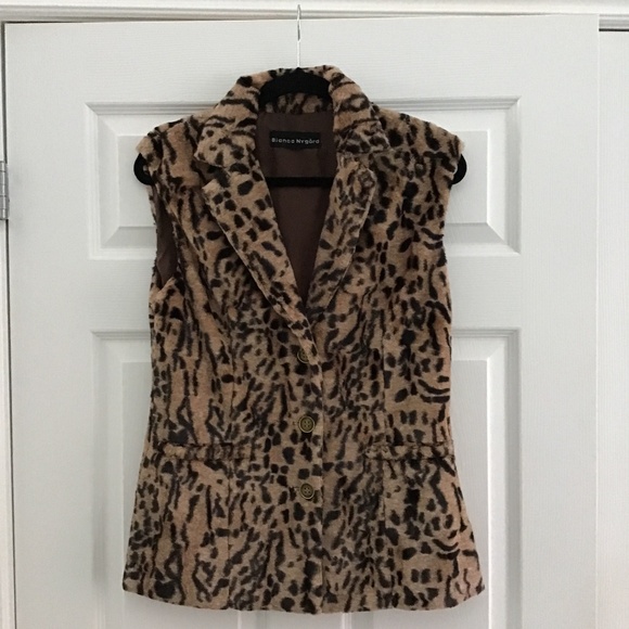 Faux fur leopard print vest size S - Picture 1 of 5